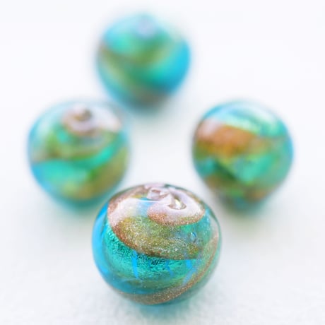 ベネチアン トンド 12mm Gフォイル アクアゴールド"