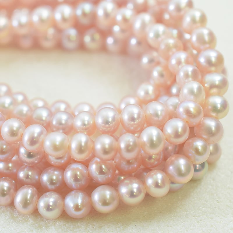 淡水パール ピンク エッグ 3.5～4mm 40cm | beads lot