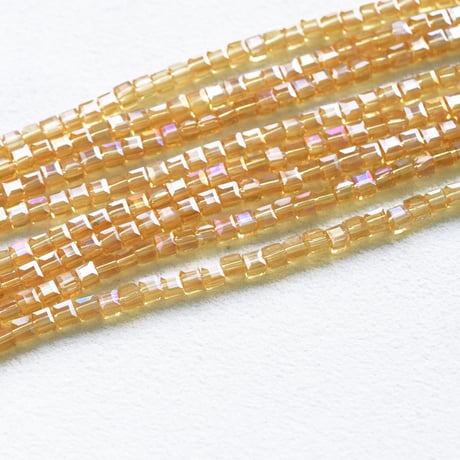 【全5色】ガラスビーズ キューブ面カット 4×4mm