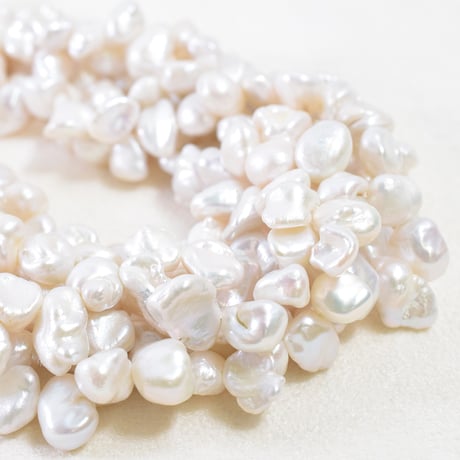 淡水パール　ホワイト　ケシ　ロック　約6×10㎜【38cm】