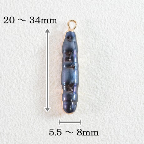 淡水パールチャーム　ピーコック　スティック<ゴールド枠>　20×5.5mm　【1個】