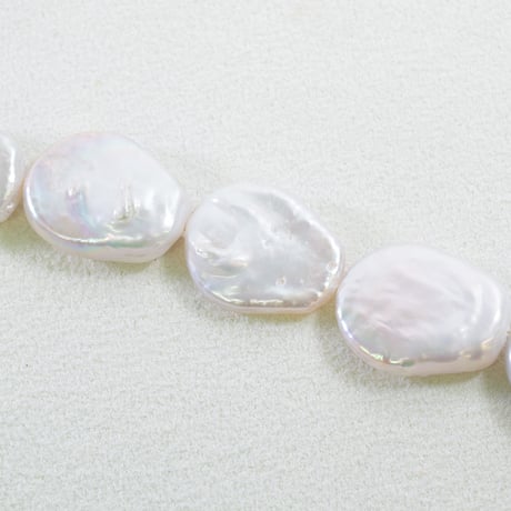 淡水パール ホワイト コイン 約19～21mm 【40cm】