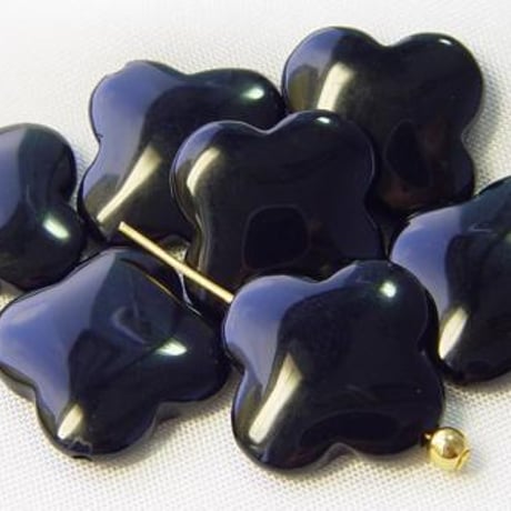 4ペタル花16mm【ブラックアゲート】1個