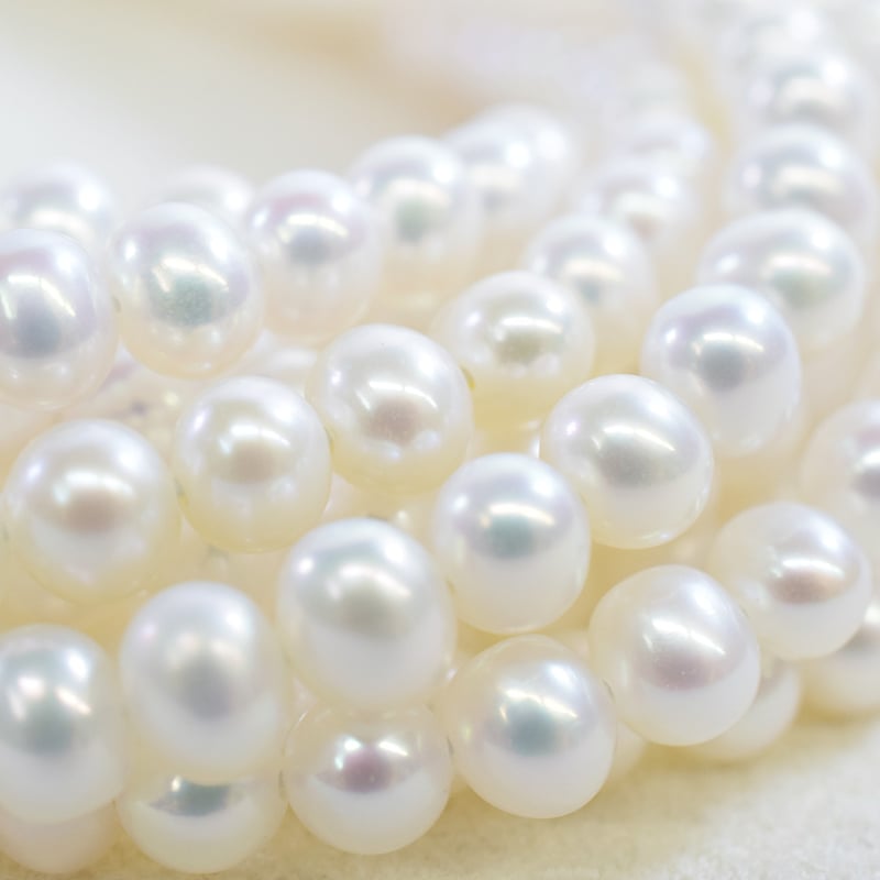 淡水パール セミラウンド 約3.5～4.5mm 【40cm】 | beads lot