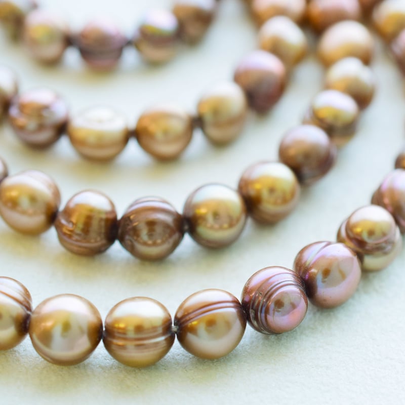 淡水パール ブラウンゴールド タテサークル 6mm | beads lot