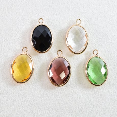 ガラスチャーム オーバル(大)　19×15mm　【2個】