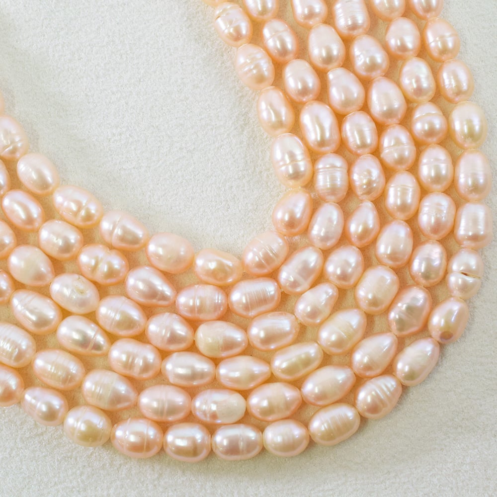 淡水パール オレンジ ライス 約7～9mm 【36cm】 | beads lot