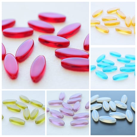 【全６色】チェコ製 ガラスビーズ　デーツ３０個