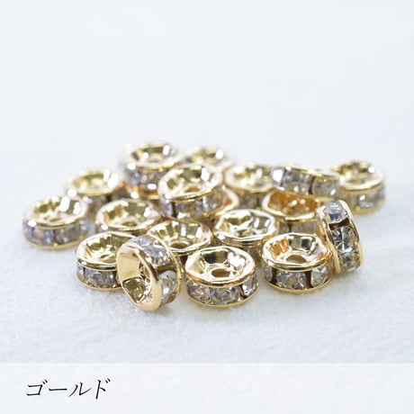 ラインストーンロンデル 6mm 20個 | 国内メッキ加工 | ロジウム・ゴールド・ピンクゴールド・ブラック
