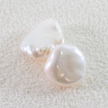 淡水パール　ホワイト　ケシ　約9～15×7.5～11.5mm　【6個】