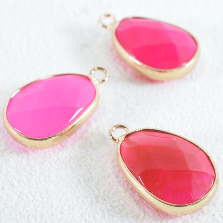 天然石チャーム　ピンクアゲート　フラットドロップ　19×14.5mm　【1個】
