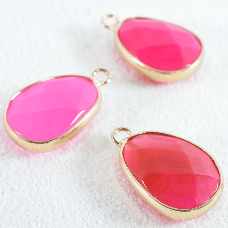 天然石チャーム ピンクアゲート フラットドロップ 19×14.5mm 【1個  