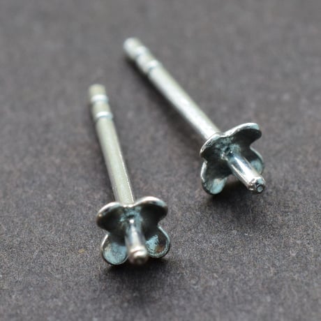 シルバー925  片穴用フラワーピアス(キャッチ付)14mm　【1ペア】