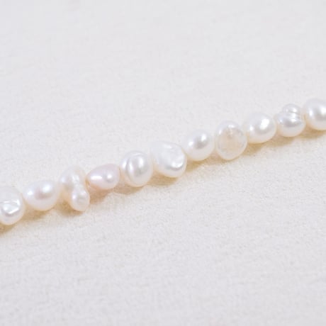 淡水パール　ホワイト　ポテト　4mm　【34cm】