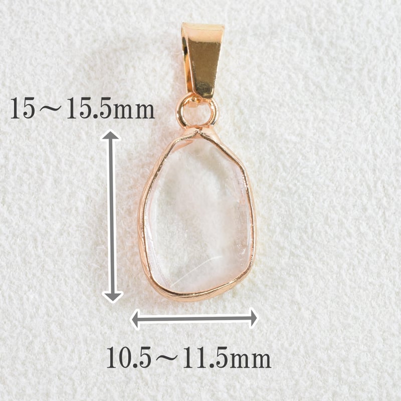 天然石チャーム バチカン付 水晶 変形ドロップ 15×10.5mm 【1個