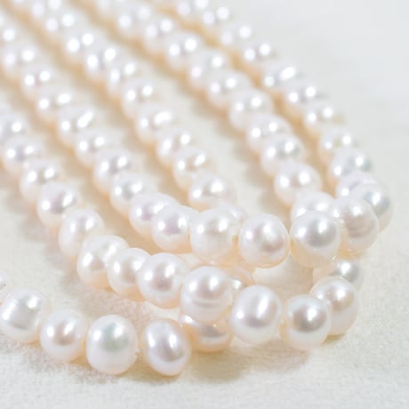 淡水パール　ホワイト　エッグ　5.5～6mm　【40cm】