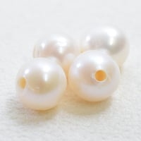 淡水パール　ホワイト　エッグ　7mm　穴1.5mm　【1個】