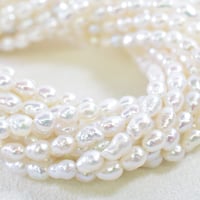 淡水パール ホワイト バロック 約3.5×5mm 【40cm】