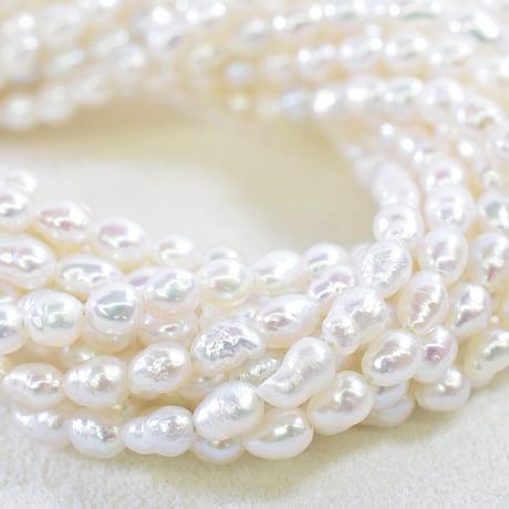 淡水パール ホワイト バロック 約3.5×5mm 【40cm】