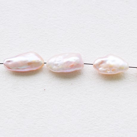 淡水パール  ピンク  フラットビーンズ 15～17mm 厚6～8㎜【2個】