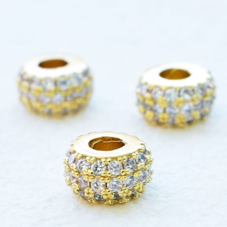 ミル打ち ジルコニアロンデル 6mm 5個 | シルバー ゴールド | 高品質 ビーズ ハンドメイド アクセサリーパーツ 接続パーツ スペーサー