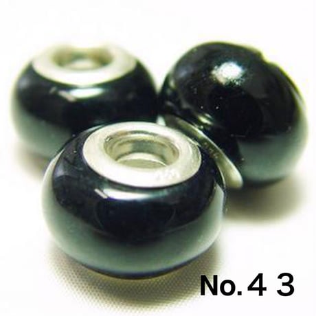 【緑系】Silver925 リム付き ビッグホール ガラスビーズ 8×12mm 穴4mm ランプワーク とんぼ玉風 1個