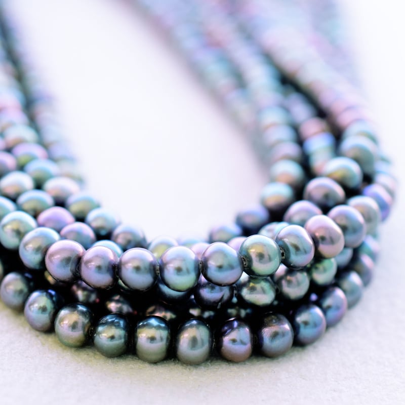 淡水パールメタリック虹色グレーオイスターバロックリングunisex