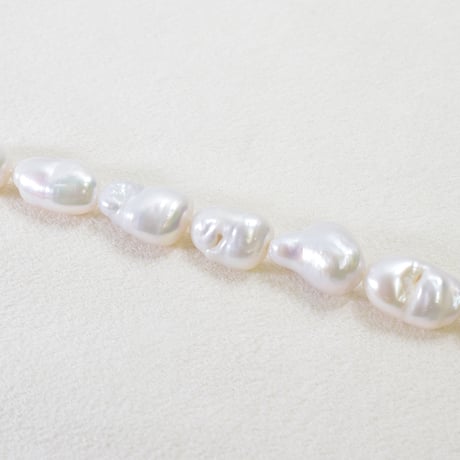 淡水パール　ホワイト　ケシバロック　12～16mm
