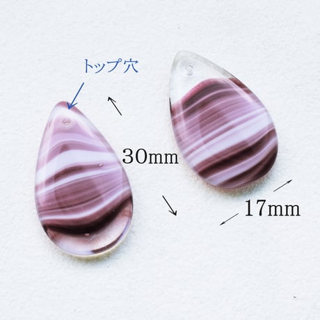 チェコ ガラスビーズ 限定品 №1 フラットしずく型 30mm 1個