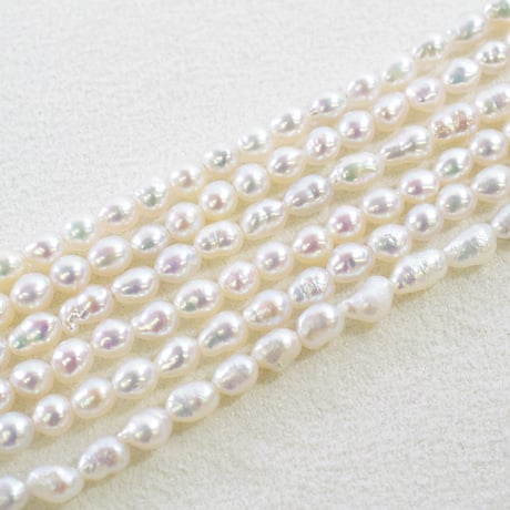 淡水パール ホワイト バロック 約3.5×5mm 【40cm】