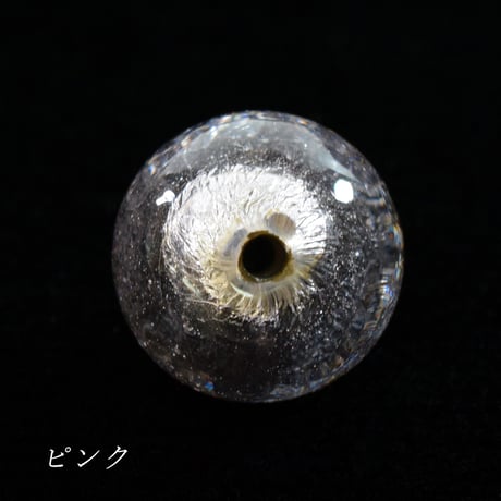 【ベネチアン】ラウンド　約10mm　ピンク　シルバーフォイル