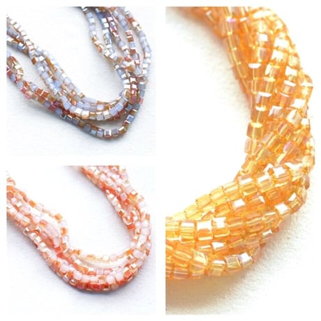 【全5色】ガラスビーズ キューブ面カット 4×4mm