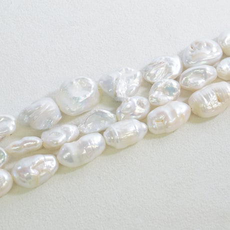 淡水パール ホワイト バロック 約13～19mm 【39.5cm】