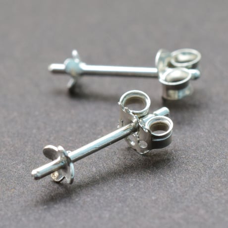 シルバー925  片穴用フラワーピアス(キャッチ付)14mm　【1ペア】