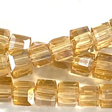 【全5色】ガラスビーズ キューブ面カット 4×4mm