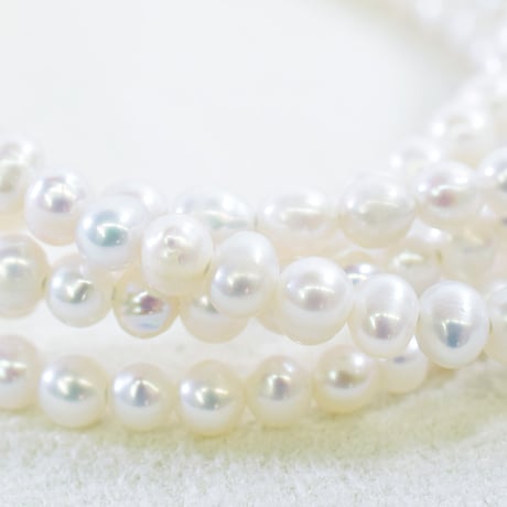 淡水パール ホワイト セミラウンド 約2.5×3.5mm 【40cm】