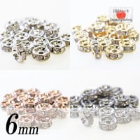 ラインストーンロンデル 6mm 20個 | 国内メッキ加工 | ロジウム・ゴールド・ピンクゴールド・ブラック