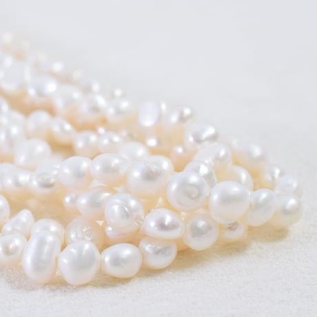 淡水パール　ホワイト　ポテト　4mm　【34cm】