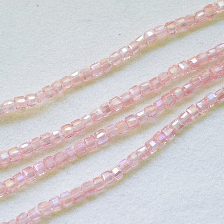 【全5色】ガラスビーズ キューブ面カット 4×4mm