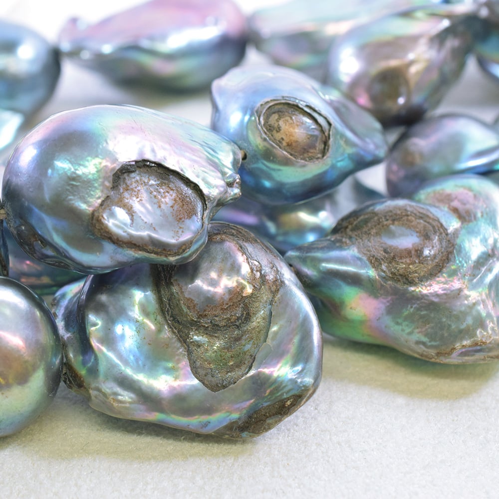 淡水パール ブルー バロック 約21～29mm 【40cm】 | beads lot