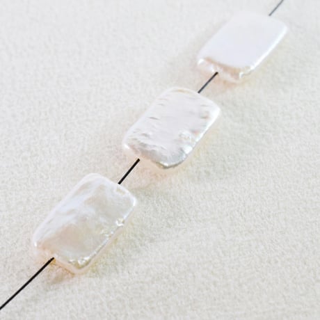 淡水パール　ホワイト　ロングスクエア　約16～19×9～11mm【6個】