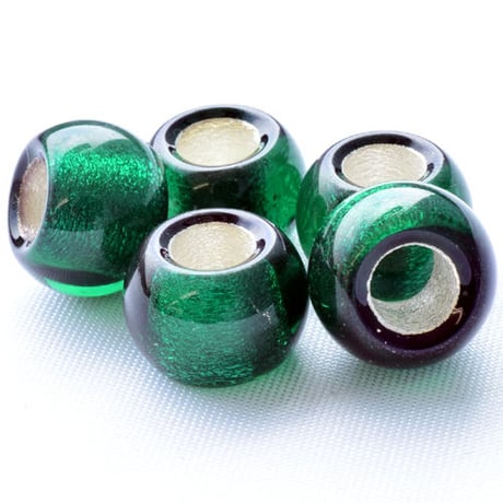 【全10色】チェコ製 ガラスビーズ 12mm シルバーホイル 大穴ビーズ 10個