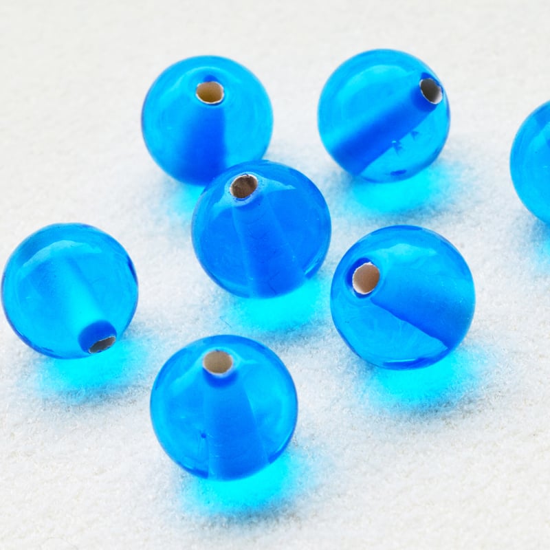 チェコ製ハンドメイドガラスビーズ ブルー8㎜【5個】 | beads lot