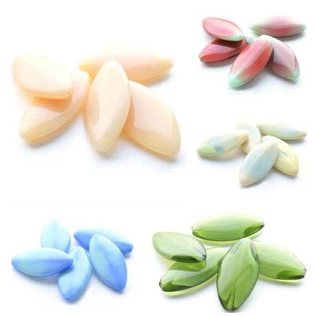 【全５色】チェコ製  リーフ ３５×１８mm　１個