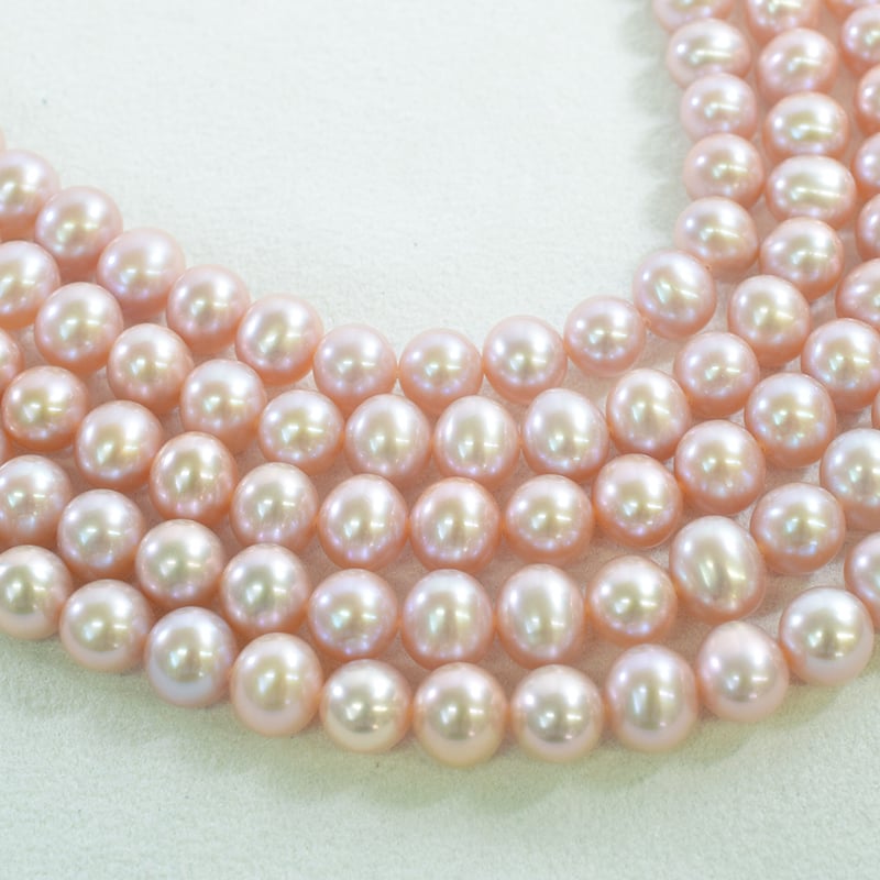 天然色 淡水パール ピンク 丸ポテト 約7×8mm 【39.5cm】 | beads lot