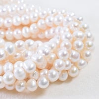 淡水パール　ホワイト　丸エッグ　6～7mm　【37cm】