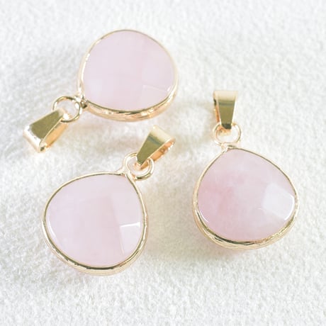天然石チャーム　ローズクォーツ　マロンカット　13×14ｍｍ【1個】