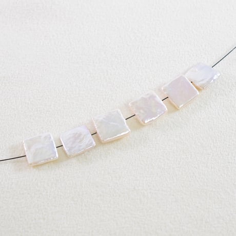 淡水パール　ホワイト　スクエア　約12.5×10mm　【6個】
