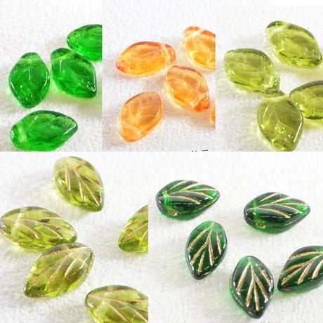 【全４色】チェコ製 ポップリーフ ７×１２mm　３０個