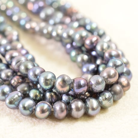 淡水パール　ピーコック　エッグ　3～3.5mm　【39cm】